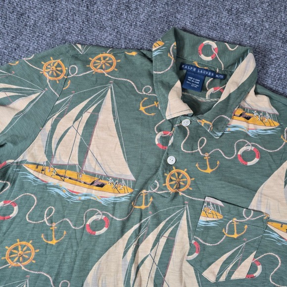 Ralph Lauren Tops - Ralph Lauren Sailboat Print Shirt Anchor Nautical Olive Green XL/TG mac miller
